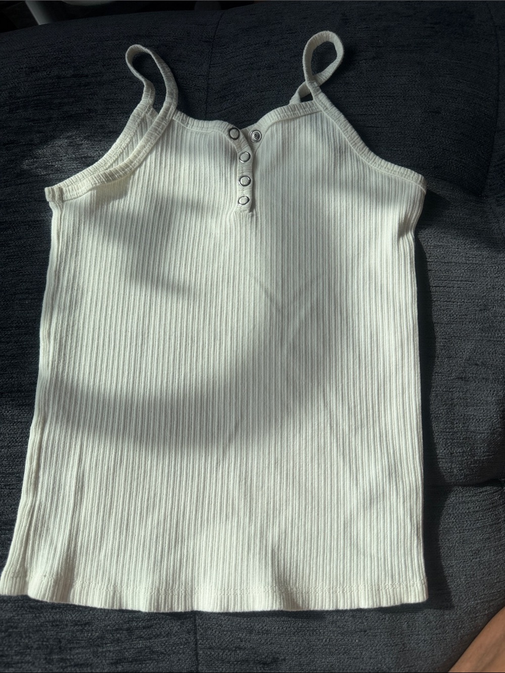 Cream Ribbed Button-Front Cami